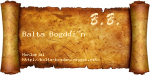 Balta Bogdán névjegykártya